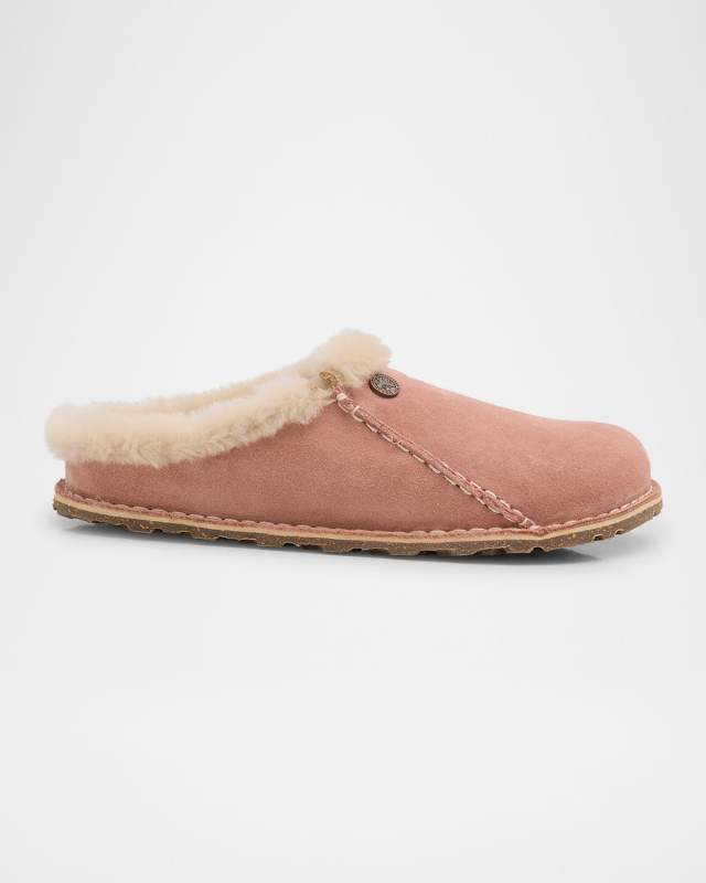 Zermatt Suede Shearling Slipper Mules